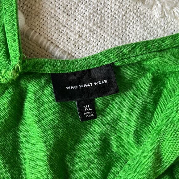 Who What Wear Green peplum linen blend Tank Top Size x-large - Picture 5 of 7